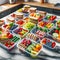 Organized Meal Prep with Fresh Fruits and Vegetables in a Modern Kitchen