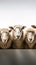 Organized sheep lineup on a pristine white background