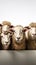 Organized sheep lineup on a pristine white background