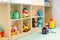 organized space with toys at nursery