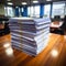 Organized stack of printed documents for efficient office management