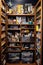 organized and tidy office supply closet with labeled shelves