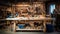 Organized Woodworking Haven: Tools, Lumber, and Sawdust