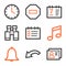 Organizer web icons, orange and gray contour