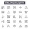 Organizing line icons, signs, vector set, linear concept, outline illustration
