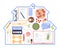 Organizing stuff in home flat concept vector spot illustration