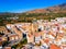 Orgiva town aerial panoramic view in Alpujarras, Spain