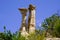 Orgues Ille sur Tet limestone chimneys in summer blue sky Languedoc Roussillon in France