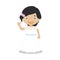 Oriental bride wearing a wedding dress in cartoon style Vector Illustration