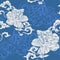 Oriental Cape jasmine and and aroma cloud for seamless pattern with blue and white tone