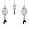 Oriental chinese lanterns decoration cartoon in black and white