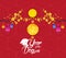 Oriental Chinese New Year 2018 background with polygonal lantern. Year of the dog