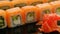 Oriental cuisine sushi food hand pick up roll