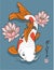 Oriental Fish - Koi Carp - with Lotus Flowers