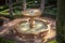 Oriental fountain in garden courtyard