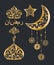 Oriental Golden Decoration Set Vector Illustration