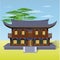 Oriental house with welcoming open door