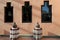 Oriental lanterns in front of a house in Marrakech, Marrakesh, Morocco