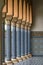 Oriental looking columns with blue mosaic pattern