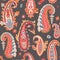 Oriental paisley pattern. Colourful seamless wallpaper.