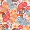 Oriental paisley pattern. Colourful seamless wallpaper.