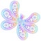 Oriental paisley pattern. Ornament in the form of a butterfly in multi-colored psychedelic colors on a white background. Stylized