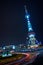 Oriental Pearl Tower illuminated at night in Shanghai Pudong Lujiazui business disctrict