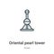 Oriental pearl tower outline vector icon. Thin line black oriental pearl tower icon, flat vector simple element illustration from