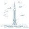 Oriental pearl tv tower, Shanghai. Trendy illustration, line art style.