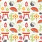 Oriental seamless pattern with asian symbols