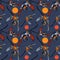 Oriental seamless pattern with lucky herons