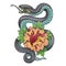 Oriental snake and peony flower