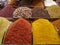 Oriental spices stacked in the market for sale and trade with traditional scent to it for healthy and aromatic cooking