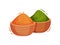 Oriental spices in wooden bowls. Vector illustration on white background.