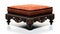 Oriental Style Foot Stool With Orange And Black Upholstery