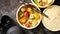 Oriental traditional chinese dumplings served in the wooden steamer