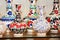 Oriental turkish traditional ceramic jugs or vases with colorful floral ornaments