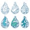 Oriental water wave in droplet shape  icon. Japanese. Thai.
