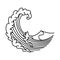 Oriental waves icon japan. Stylized ocean wave curl, japan style tsunami, sea swirl graphic. Oceanic water asian