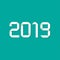 Origami 2019 symbol on a turquoise background.