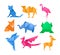 Origami animals different paper toys set vector