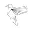 Origami bird. Geometric line shape for art of folded paper. Vector illustration