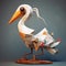 Origami Bird By Wilhelm J: A Playful Character Design With Cubist Deconstructions And Heavily Textured Wood