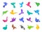 Origami birds. Stylized polygonal dove geometrical abstract shapes from clean paper vector animals isolated