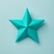 Origami Blue Star On Teal Background For Printing