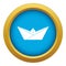 Origami boat icon blue vector isolated