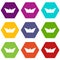 Origami boat icons set 9 vector