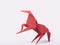 Origami Concept.  Origami Paper horse. with front view in focus and back out-of-focus. Bokeh effect.Origami paper art. Red horse o