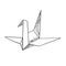 Origami crane paper bird sketch icon