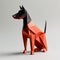 Origami Dog: Red And Black Paper Dobermann Pinscher